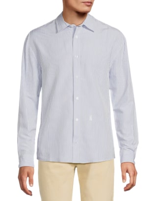 Krost Embroidered Striped Chambray Shirt