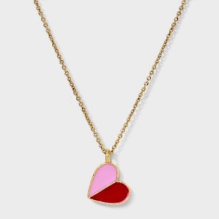 Tiny Tags 14K Gold Ion Plated Two-Tone Valentines Heart Necklace