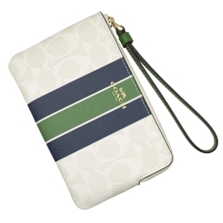 Coach Small Corner Zip Crossgrain Leather Wristlet