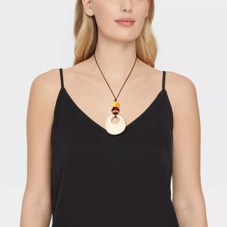 Universal Thread Semi-Precious Quartz Cord Pull Adjustable Pendant Necklace 