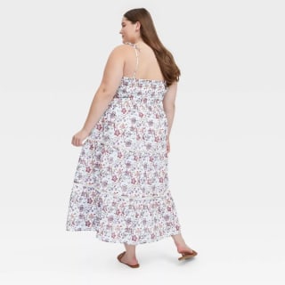 Roller Rabbit x Target Sketched Floral Tie-Shoulder Tiered Maxi A-Line Dress