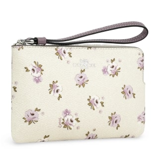 Coach Small Corner Zip Crossgrain Leather Wristlet