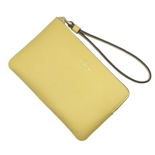 Coach Small Corner Zip Crossgrain Leather Wristlet