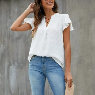 Fantaslook V Neck Ruffle Sleeve Blouse