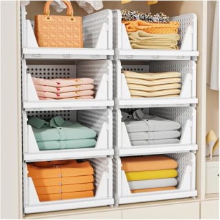 Snslxh Stackable Multifunctional & Foldable Closet Organizer