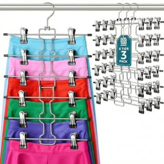 Zober 6-Tier Pants Hanger with Clips (Set of 3)