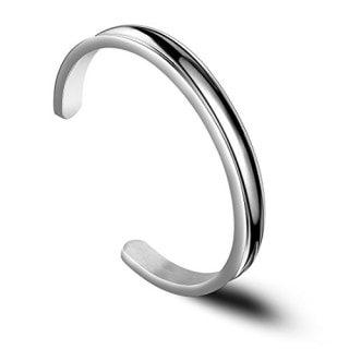 Zuo Bao Stainless Steel Grooved Cuff Hair Tie Bangle 