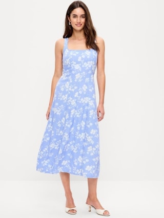 Old Navy Fit & Flare Sleeveless Linen-Blend Midi Dress