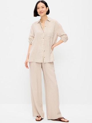 Old Navy High-Waisted Linen-Blend Super Wide-Leg Pants