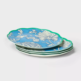Roller Rabbit x Target Floral Vines Melamine Dinner Plates Blue (4 Piece)