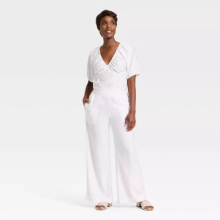 A New Day Linen Wide Leg Pull-On Pants