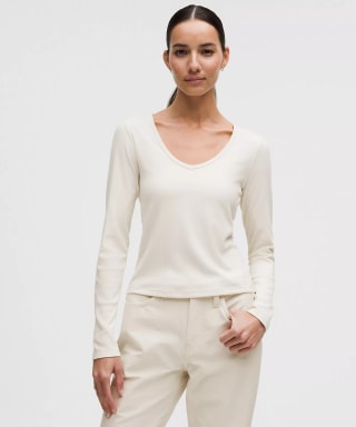Lululemon Hold Tight Micro-Rib V-Neck Long-Sleeve Shirt