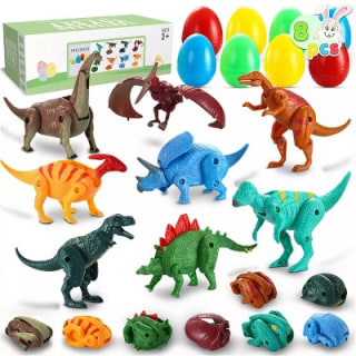 Joyfy Pre-Filled Easter Eggs with Deformable Transforming Dinosaurs (8 Pack)