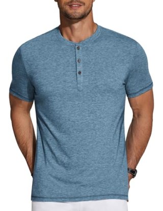 Coofandy Men's Henley Short Sleeve Shirt