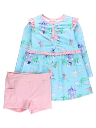 RuffleButts Girls UPF50+ Flutter Dress & Bike Short Set
