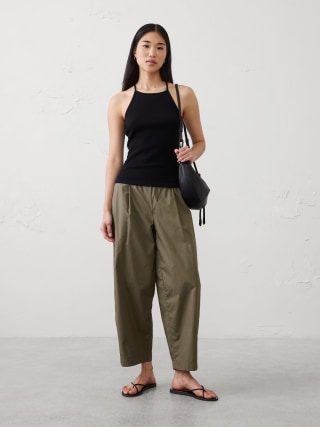 Banana Republic Barrel-Leg High-Rise Pull-On Cropped Pant