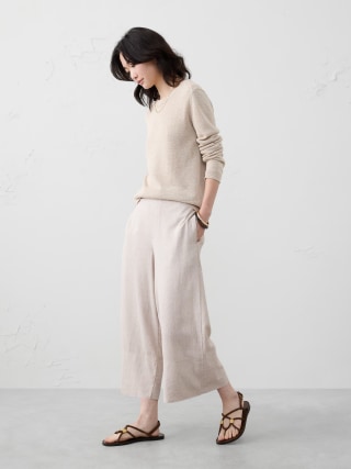Banana Republic Anyday Wide-Leg High-Rise Linen-Blend Cropped Pant