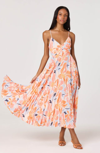 ASTR the Label Blythe Floral Plisse Midi Dress