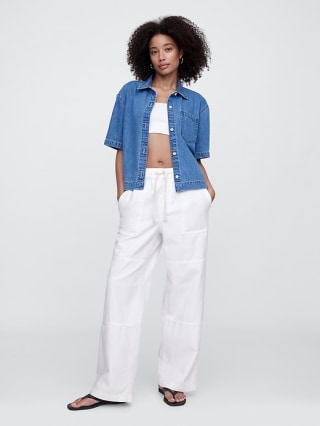 Gap High Rise Pull-On Wide-Leg Utility Jeans