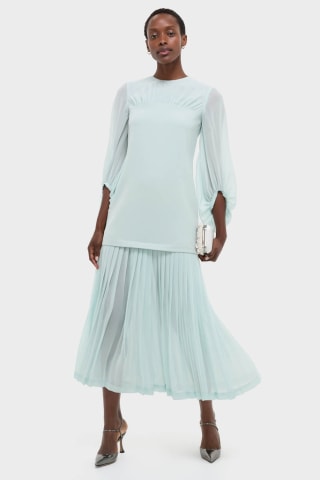 Tuckernuck Ice Blue Chiffon Pleated Lorraine Dress