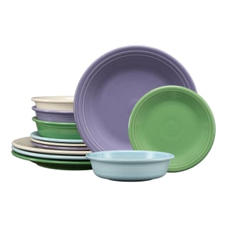 Fiesta Lavender Bloom Mixed Color Classic Rim Dinnerware Set for 4 (12 Piece)