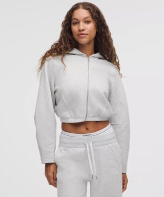 Loungeful Relaxed-Fit Full-Zip Cropped Hoodie