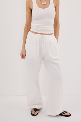 Dissh Rhea White Cotton Drawstring Pant