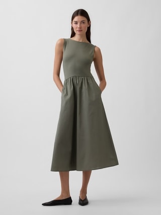 Gap Factory Sleeveless Boatneck Midi Dress