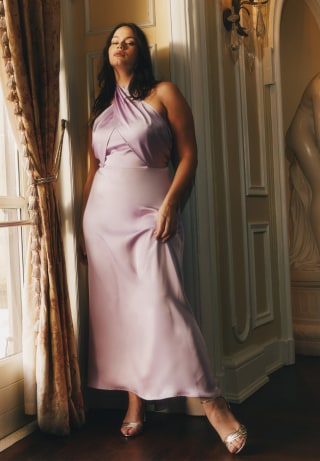 Eloquii Halter Neck Satin Maxi Dress