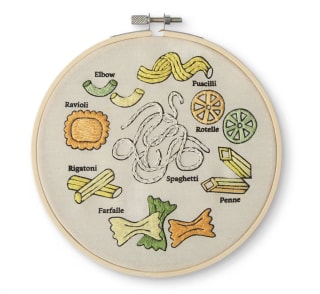 Loops & Threads 6" Pasta Sampler Stamped Design Embroidery Kit with Hoop
