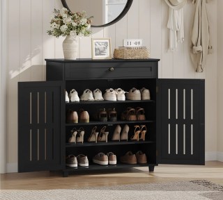 Charlton Home Multi-sized Louvered Shoe Storage Cabinet