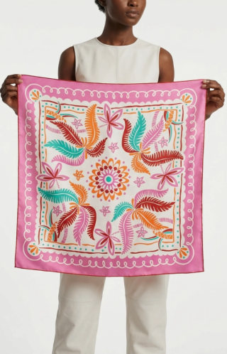 Jessie Zhao New York Dancing Palms Double Sided Silk Scarf