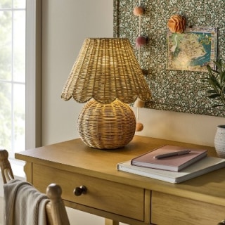 Threshold designed with Studio McGee Table Lamp with Woven Base and Shade