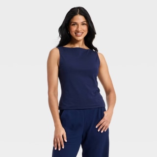 A New Day Sculpt Boat Neck Tank Top