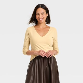A New Day Sculpt Long Sleeve V-Neck Top