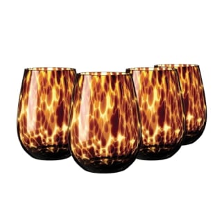Joseph Sedgh Collection Tortoise Shell Stemless Wine & Water Glass (Set of 4)