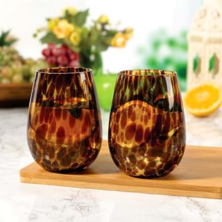 Joseph Sedgh Collection Tortoise Shell Stemless Wine & Water Glass (Set of 4)
