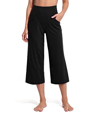 Promover Wide Leg Capri Pants with Pockets