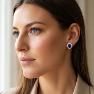 Anna Zuckerman Halo Gem Earrings in Sapphire