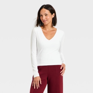 A New Day Sculpt Long Sleeve V-Neck Top