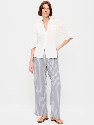 Old Navy High-Waisted Linen-Blend Straight Ankle Pants