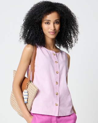 J.Crew Factory Linen-blend button-front shell