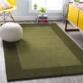 Mystique Border Dark Green (M-315) Wool Handmade Area Rug