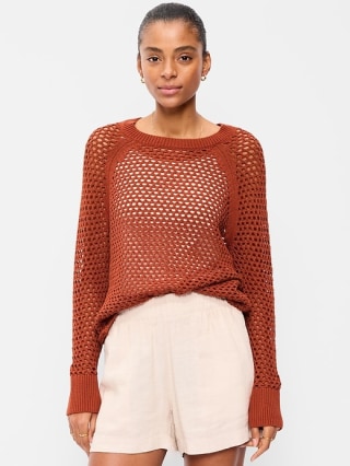 Old Navy Seaside Cotton Open-Knit Raglan Sweater