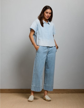 AE77 Premium Wide Crop Cuff Jean