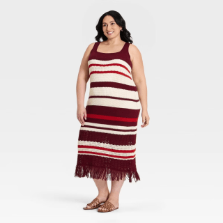 A New Day Bodycon Midi Fringe Sweater Dress