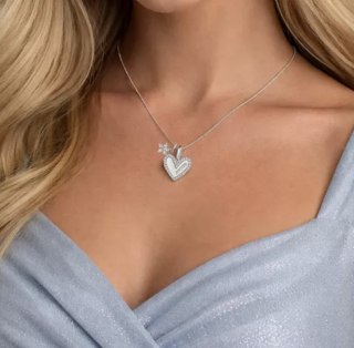 Dloria Sophia Mom Pave Heart and Floral Charm Necklace