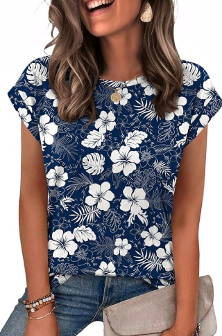 Zeagoo Womens Shirts Casual Cap Sleeve