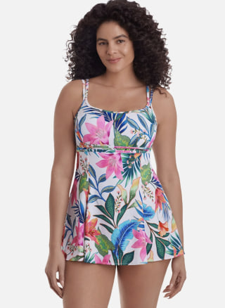 Long Torso Empire Princess Seam Swim Dress