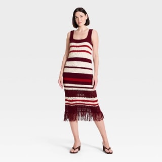 A New Day Bodycon Midi Fringe Sweater Dress